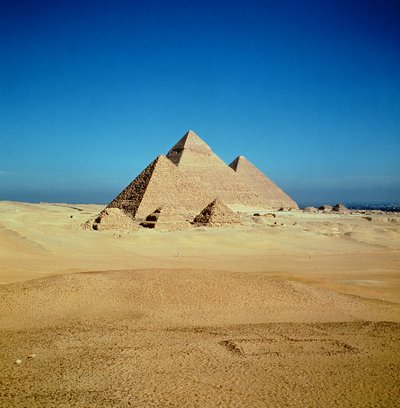 View of the Pyramids of Khufu, Khafre and Menkaure, Old Kingdom by Egyptian 4th Dynasty